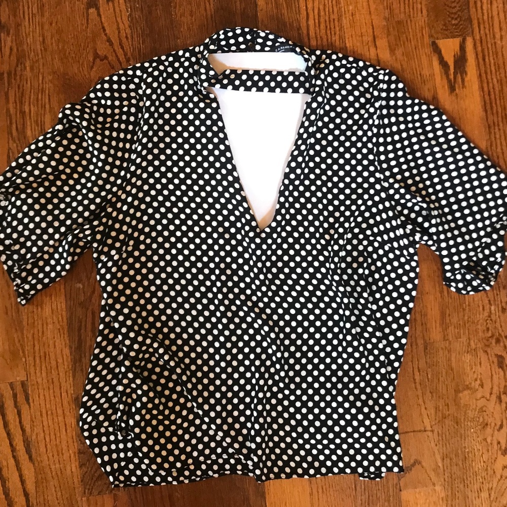 Polka dot blouse with flutter sleeves from Zara